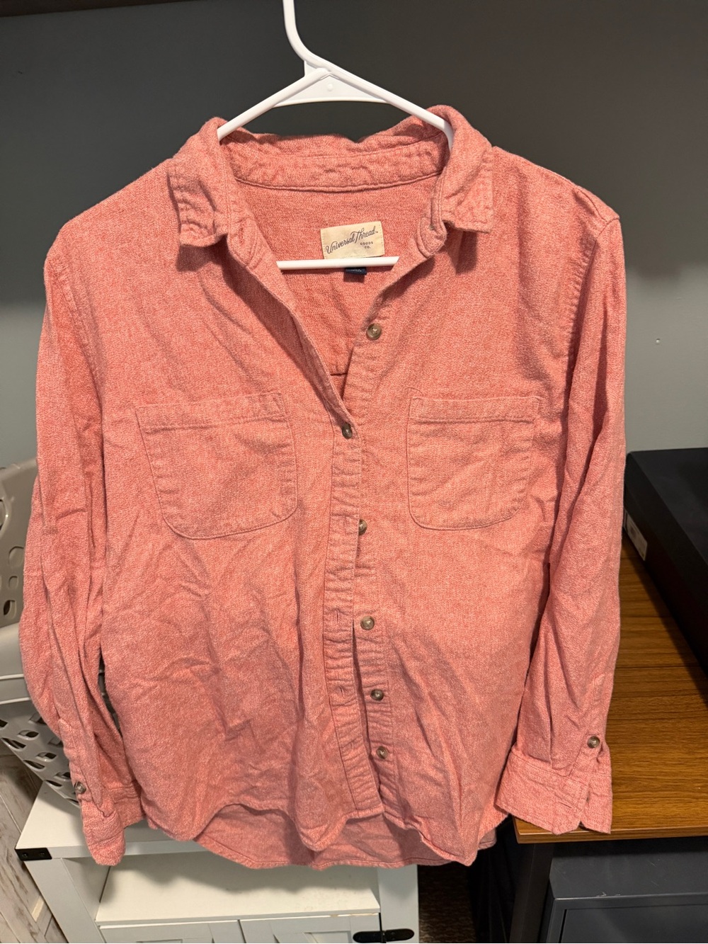 Universal Thread Coral Long Sleeve Flannel Button-Down Shirt